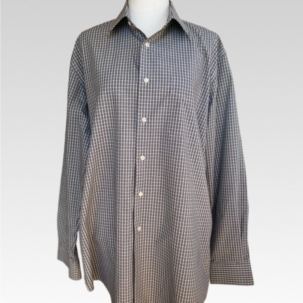 Nordstrom Men's Gray Checkered Button Down Shirt size XL